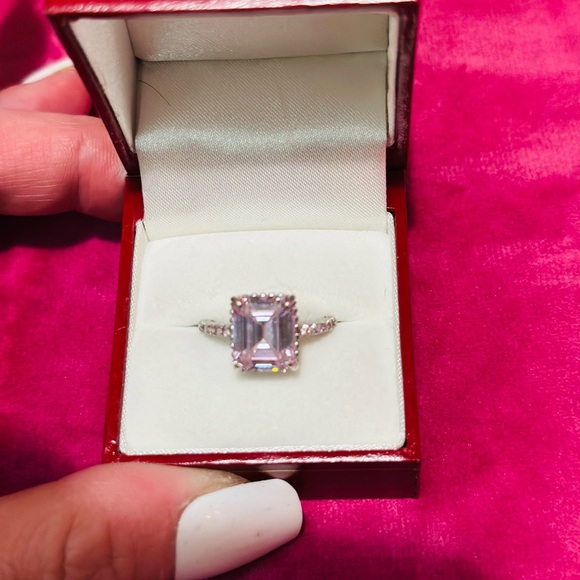 Pink ice stone set in STERLING SILVER - Picture 1 of 2